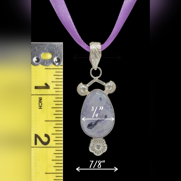 925 Sterling Silver Uruguay Amethyst Agate Geode Pendant Necklace - Picture 5 of 7